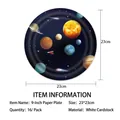 Space theme party supplies set 9-inch planets paper plates 16-pack white cardboard - Serves 10 / 9 Inch Plate