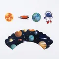 Space themed galaxy cupcake wrappers with cartoon astronaut and planet cake toppers - Serves 16 / Cake Wrappers & Toppers