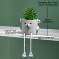 Cute grey bear succulent pot featuring artificial green plant and long dangling legs - Bear Style
