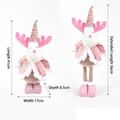 Pink sequined Christmas reindeer plush toy with telescopic legs for holiday decor - Pink Sequin Reindeer