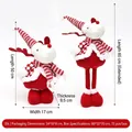 Red and white standing telescopic Christmas reindeer plush doll with extendable legs - Red and White Plaid Retractable Reindeer