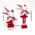 Red and white standing telescopic Christmas reindeer plush doll with extendable legs - Red and White Plaid Retractable Reindeer