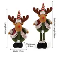 Telescopic Christmas reindeer plush doll with retractable legs for holiday decor - Striped Hat Retractable Reindeer