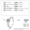 Bague élégante de couleur argentée avec pierre centrale de 1 carat et pavage latéral - Taille 5 / Bague Diamant Éclatante à Double Anneau / Argent