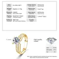 Bague solitaire plaqué or 14K avec oxyde de zirconium 1 carat et pavé latéral chic - US 5 / Bague à Quatre Griffes à la Mode / Or