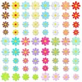 Detailed view of colorful flower embroidery patches in various sizes and vibrant colors - Full Set 72 Pcs / Assorted Colors