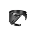 Anillo abierto moderno de acero inoxidable negro con diseño de la letra inicial Z - Abierto Ajustable / Estilo Letra Z / Negro