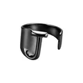Anillo abierto de acero inoxidable negro con un diseño moderno de letra J SKU - Abierto Ajustable / Estilo Letra J / Negro