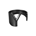 Anillo abierto minimalista de acero inoxidable negro mate con diseño de la letra V - Abierto Ajustable / Estilo Letra Y / Negro