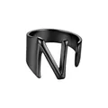 Anillo abierto minimalista de acero inoxidable negro con un diseño elegante de letra V - Letra N / Negro