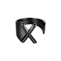Anillo abierto minimalista de acero inoxidable negro con el motivo de letra X - Letra X / Negro