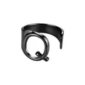 Anillo abierto ajustable de acero inoxidable negro con letra inicial Q para unisex - Letra Q / Negro