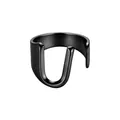 Elegante anillo abierto de acero inoxidable negro mate diseñado como la letra U - Letra U / Negro