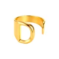 Anillo ajustable de acero inoxidable dorado con el diseño de la letra inicial D - Letra D / Dorado