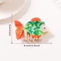 Vibrant green and orange tropical fish acetate hair claw clip, 8.4cm length for women - Colorful Scale Tropical Fish