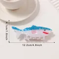 Shark hair claw clip ocean animal theme hair accessory in white and blue pattern - Ice Blue Shark