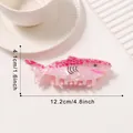 Pink marbled shark shaped hair claw clip with size dimensions for women hair accessories - Pink Rhythm Shark