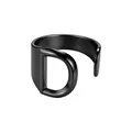 Anillo abierto ajustable de acero inoxidable negro con diseño de letra D inicial. - Letra D / Negro