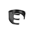 Elegante anillo abierto de acero inoxidable negro mate con diseño de letra E del alfabeto - Letra E / Negro