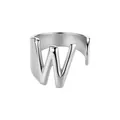 Anillo abierto de acero inoxidable plateado con diseño de letra W para un estilo moderno - Letra W / Plateado