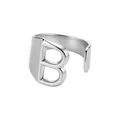 Anillo abierto elegante de acero inoxidable pulido con un diseño de letra B único - Letra B / Plateado