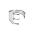 Anillo abierto minimalista de acero inoxidable con letra E en acabado plata pulida - Letra E / Plateado