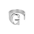 Anillo ajustable de acero inoxidable con la letra G inicial y acabado plateado pulido - Letra G / Plateado