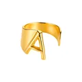 Anillo abierto moderno de acero inoxidable dorado con la letra inicial A en mayúscula - Abierto Ajustable / Letra A / Dorado