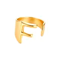 Anillo abierto de acero inoxidable chapado en oro con un diseño elegante de la letra F - Abierto Ajustable / Letra F / Dorado