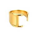 Anillo abierto de acero inoxidable chapado en oro con diseño de letra I, joya de moda minimalista - Abierto Ajustable / Letra I / Dorado