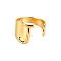 Anillo abierto de acero inoxidable dorado con diseño de letra J grande - Abierto Ajustable / Letra J / Dorado