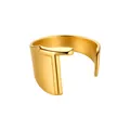 Anillo abierto minimalista de acero inoxidable dorado con la letra T ajustable - Letra T / Dorado