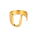 Anillo abierto minimalista de acero inoxidable con diseño de letra U en dorado - Letra U / Dorado