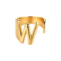 Anillo ajustable de acero inoxidable dorado con un diseño llamativo de letra W para mujer - Letra W / Dorado