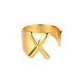 Anillo ajustable minimalista de acero inoxidable chapado en oro de 18k con letra X - Letra X / Dorado