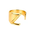 Elegante anillo abierto de acero inoxidable dorado con la letra Z y diseño audaz - Letra Z / Dorado