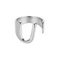 Anillo abierto minimalista de acero inoxidable con diseño de letra U pulida en plateado. - Letra U / Plateado