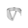 Elegante anillo abierto de acero inoxidable plateado con un diseño audaz de la letra V - Letra V / Plateado