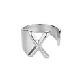 Anillo abierto minimalista de acero inoxidable plateado con diseño letra X - Letra X / Plateado