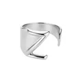 Anillo abierto ajustable de acero inoxidable con diseño de letra Z en plata pulida - Letra Z / Plateado