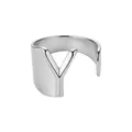Anillo abierto ajustable de acero inoxidable con una inicial de la letra Y plateada mate - Letra Y / Plateado