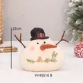 22 cm handgemaakte linnen sneeuwpop knuffelpop voor kerstversiering in huis met lange neus - YH16516B Stijl/Zwart Geruite Hoge Hoed/Wit Lichaam