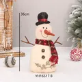 Linen embroidered snowman plush doll for Christmas decor, 36cm height variant - YH16517B Style/Black Top Hat/36cm High