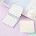 Portable square folding double-sided makeup mirror in minimalist white finish style - White