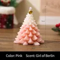 Pink and white gradient Christmas tree scented candle for holiday gift decoration - Berlin Girl Scent / With Color Box / Christmas Pink