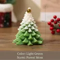 Premium handmade gradient green Christmas tree scented candle for festive holiday home decor - Forest Moss Scent / With Color Box / Christmas Olive Green