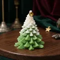 Premium handmade gradient green Christmas tree scented candle for festive holiday home decor - Forest Moss / Olive Green Gradient