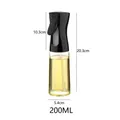 Pulverizador de aceite de cocina de vidrio negro de 200 ml con dimensiones. - Paquete / Negro