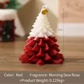 Handmade red and white Christmas tree scented candle for festive holiday home decoration - Morning Dew Rose Scent / With Color Box / Christmas Red