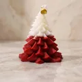 Handmade red and white Christmas tree scented candle for festive holiday home decoration - Morning Dew Rose / Red Gradient